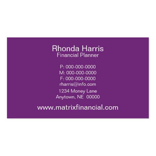 Urban Hipster Business Card, Purple (back side)