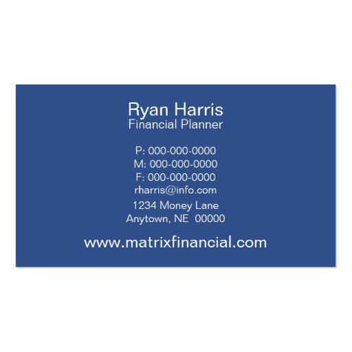 Urban Hipster Business Card, Royal Blue (back side)
