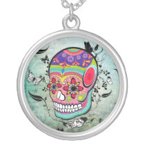Urban Muerte Day of the Dead Illustrated Neckalce necklaces