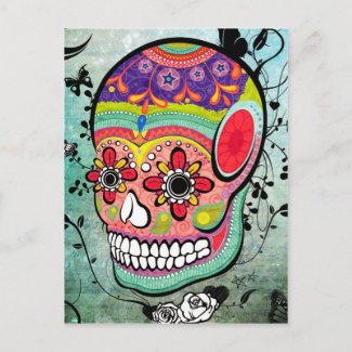 Urban Muerte Day of the Dead Illustrated Postcard postcard