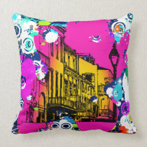 urban paint graffiti cityscape city scene throw pillows