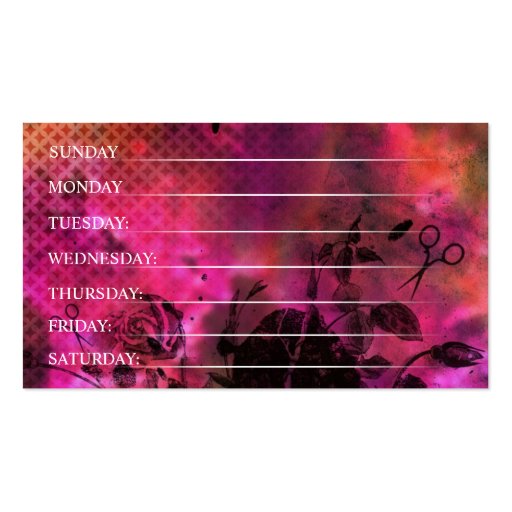 Urban Pink Floral Salon Appointment Card Business Card Templates (back side)