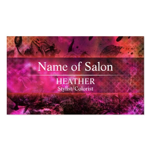 Urban Pink Floral Salon Business Card (front side)