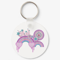 Urban Rainbow Stars and Spirals keychains