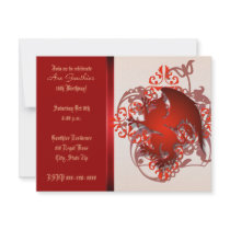 Urban Red Fantasy Griffin Birthday Party Invite