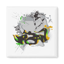 urban skateboard graffiti fridge magnet