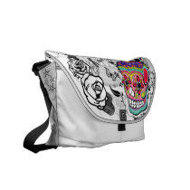 Urban Sugar Skull Dia De Los Muertes Bag rickshaw messenger bags