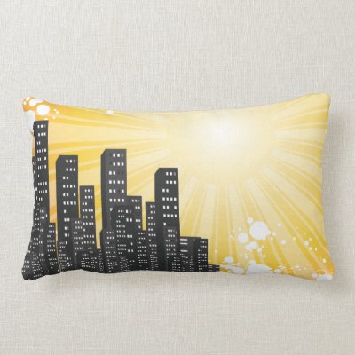 urban sunny day day cityscape vector throw pillow Mojo_throwpillow