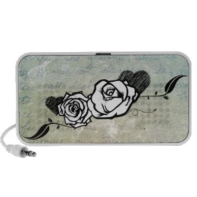 Urban Tattoo Rose with blue mist background Travel Speakers by jfarrell12