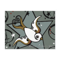 Urban Tattoo Swallow Bird Design postcards
