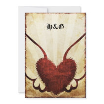 Urban Tattoo Winged Heart  Wedding Invitations.