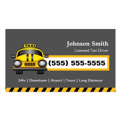 Urban Taxi Driver - Yellow Cap Business Cards (front side)