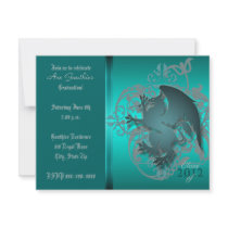 Urban Teal Fantasy Griffin Graduation Invitation