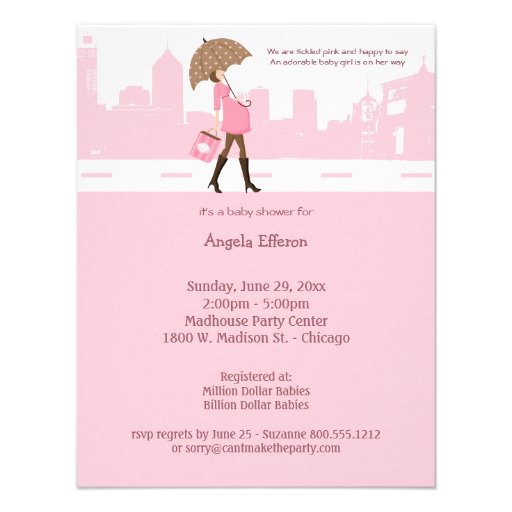 Urban Tickled Pink Baby Shower Invitation
