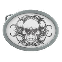 Urban tribal skull belt buckle