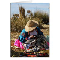 Uros Island Woman, Peru Greeting Cards