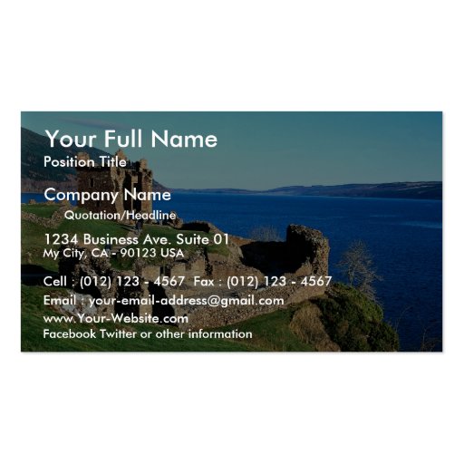 Urquhart Castle, Loch Ness, Scotland Business Cards (front side)