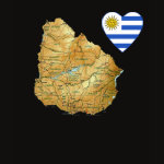 Uruguay Flag Heart Map Fitted AA T-Shirt