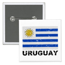 Uruguay Vintage Flag Pinback Button
