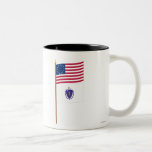US 13-star flag on pole with Massachusetts Mug