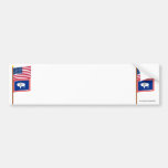 US 44-star flag on pole with Wyoming Bumper Sticker