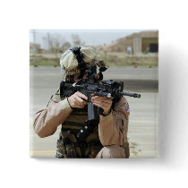 US Air Force Airman conducts security Pinback Buttons