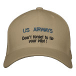 US AIRWAYS, Don't forget to tip your pilot ! Embroidered Baseball Caps