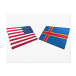 US & Aland Islands Flags Postcards