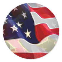 US American Flag Round Sticker
