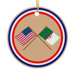 US and Algeria Crossed Flags Christmas Tree Ornaments
