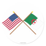 US and Algeria Crossed Flags Sticker
