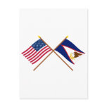 US and American Samoa Crossed Flags Post Cards