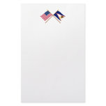 US and American Samoa Crossed Flags Stationery Design