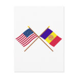 US and Andorra Crossed Flags Postcards