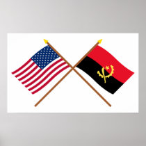 US and Angola Crossed Flags Print