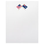US and Anguilla Crossed Flags Personalized Letterhead