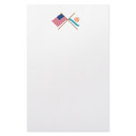 US and Anguilla Crossed Flags Custom Stationery
