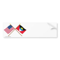US and Antigua & Barbuda Crossed Flags bumper stickers by Vexillophile US and Antigua & Barbuda Crossed Flags bumper stickers