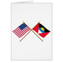 US and Antigua & Barbuda Crossed Flags Greeting Card
