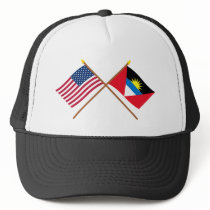 US and Antigua & Barbuda Crossed Flags Mesh Hats