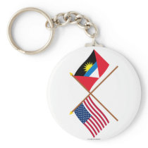US and Antigua & Barbuda Crossed Flags Key Chains