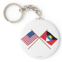 US and Antigua & Barbuda Crossed Flags Key Chain