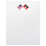 US and Antigua &amp; Barbuda Crossed Flags Personalized Letterhead