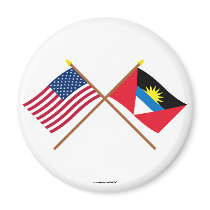 US and Antigua & Barbuda Crossed Flags Fridge Magnets