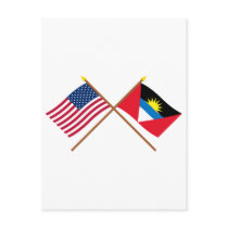 US and Antigua & Barbuda Crossed Flags Post Card