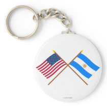 US and Argentina Crossed Flags Key Chains