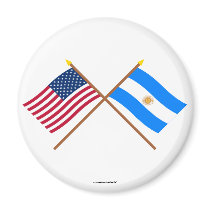 US and Argentina Crossed Flags Magnet