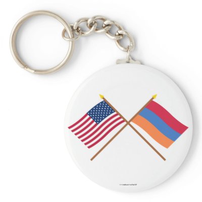 US and Armenia Crossed Flags Keychains