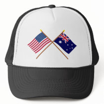 US and Australia Crossed Flags Mesh Hats