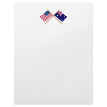 US and Australia Crossed Flags Personalized Letterhead